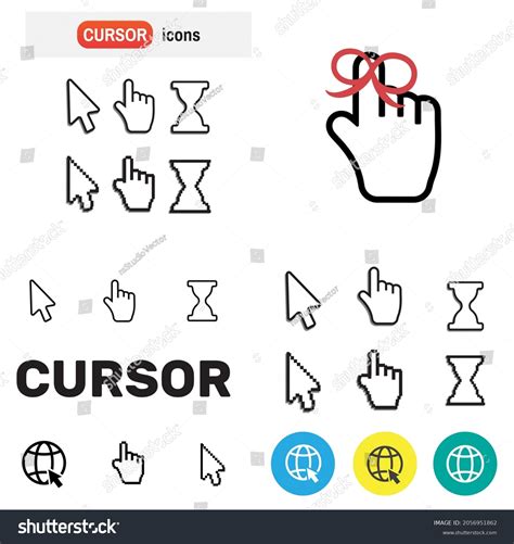 Pixel Cursors Icons Mouse Hand Arrow Stock Illustration 2056951862