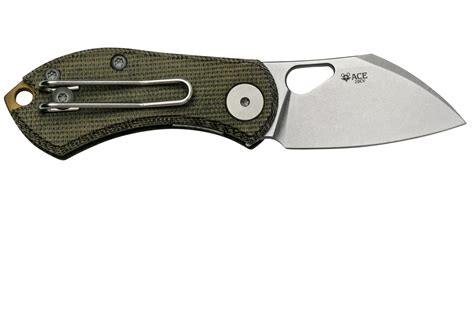 GiantMouse ACE Nibbler Green Canvas Micarta 20CV pocket knife Ansø