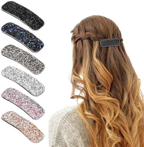 Amazon 6 Pcs 3 Inch Rhinestone Hair Clips Bling Metal Snap