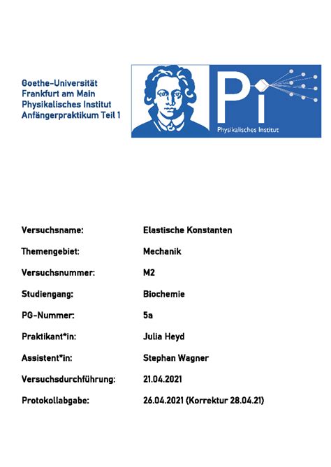 AP1 Protokoll M2 AP1 Versuch M2 Goethe Universität Frankfurt am