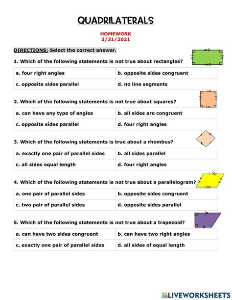 Properties Of Quadrilateral Worksheet in 2024 | Quadrilaterals ...