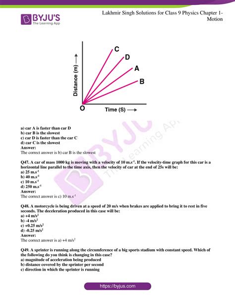 Lakhmir Singh Physics Class 9 Solutions For Chapter 1 Motion Free Pdf