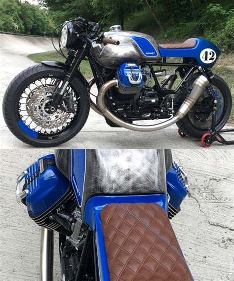 Gannet Design Fuhrer Moto Reveal Moto Guzzi V A Retro Racer In Blue