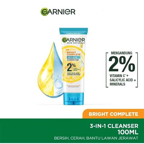 Jual Garnier Bright Complete In Anti Acne Facial Wash Ml