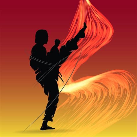 Premium Vector Kung Fu Action Composition Designed On Sunlight