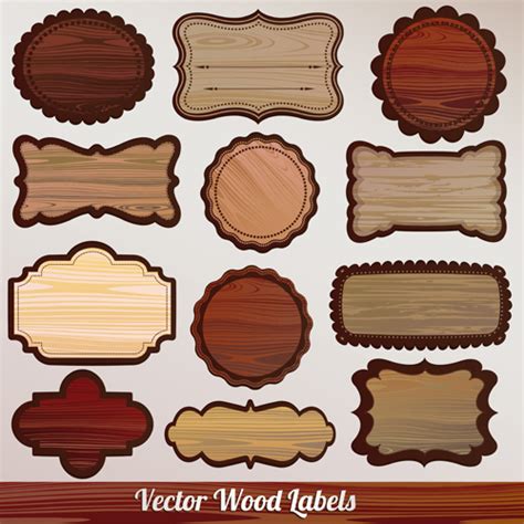 Set Of Wooden Plaques Labels Vector 04 Free Download