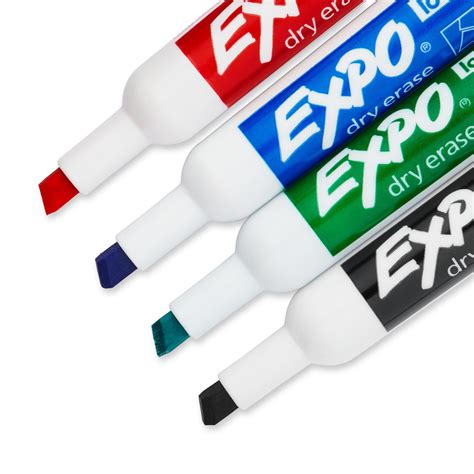 Expo Low Odour Dry Erase Marker Assorted Colours Chisel Tip Pack Of