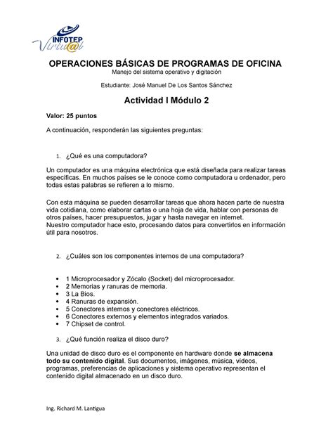 Actividad M Dulo Infotep Operaciones B Sicas De Programas De