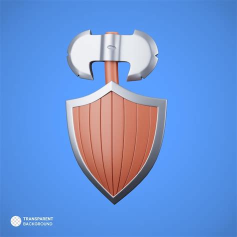 Free PSD Viking Battle Ax And Shield Icon Isolated 3d Render Illustration