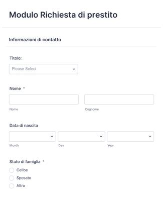 Modulo Richiesta Di Prestito Template Modulo Jotform