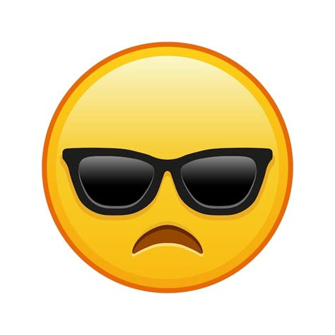 Enttäuschtes gesicht mit sonnenbrille große größe des gelben emoji