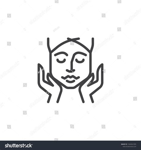 Face Massage Line Icon Linear Style Stock Vector Royalty Free