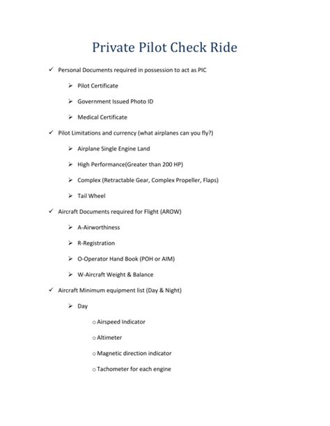 Private Pilot Checkride Study List