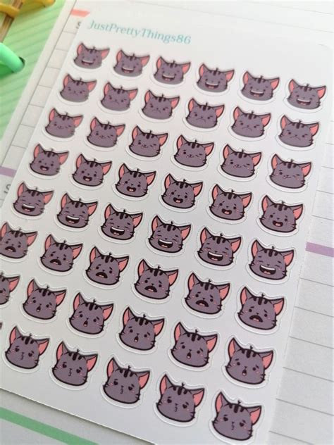 Cat Emoji Sticker Sheet Kawaii Cat Emoji Mood Stickers | Etsy