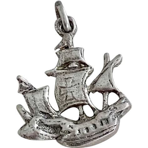 Spanish Galleon Sailing Ship Vintage Charm Silv Gem