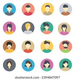 Avatar Flat Icon Set People Characters Stock Vector (Royalty Free ...