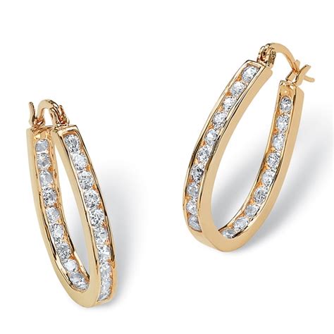 Shop Gold Overlay 2 1 2ct Tgw Round Cubic Zirconia Inside Out Hoop Earrings On Sale Free