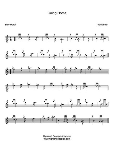 Going Home Bagpipe Sheet Music Learn To Play Bagpipe Tune Going Home Bagpipes Bagpipe Music