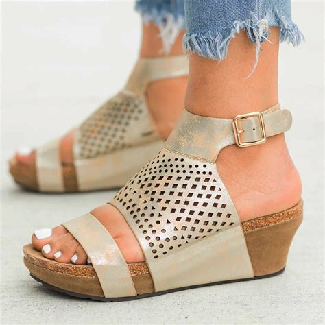 KLV Ladies Summer Wedges Shoes For Women 2019 Fashion Open Toe Platform ...