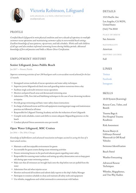 Lifeguard Resume And Writing Guide 12 Templates 2019