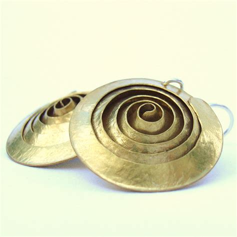 Spiral Brass Earrings Contemporary Earrings By Debbie Long