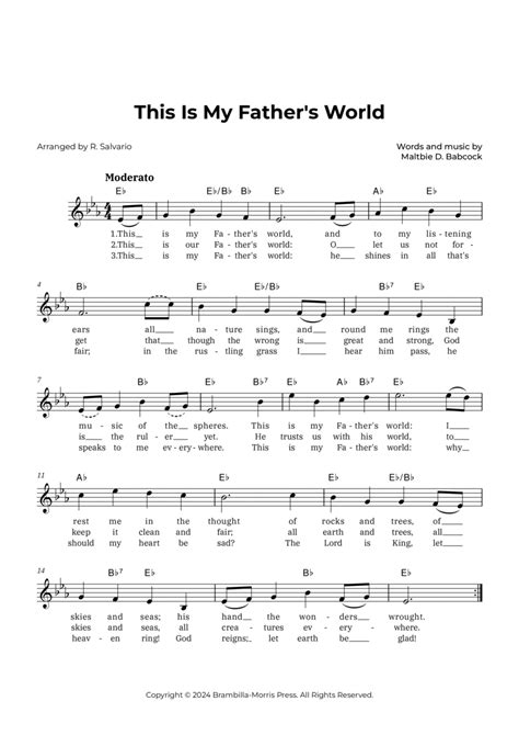 This Is My Father's World (Key of E-Flat Major) - Piano - Digital Sheet ...