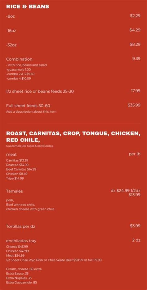 Los Cinco Puntos Menu In Los Angeles California Usa