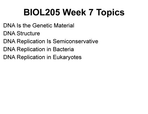 Biol Week Notes Biol Week Topics Dna Is The Genetic