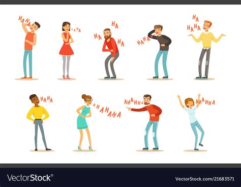 Adults Hysterically Laughing Out Loud Set Vector Image