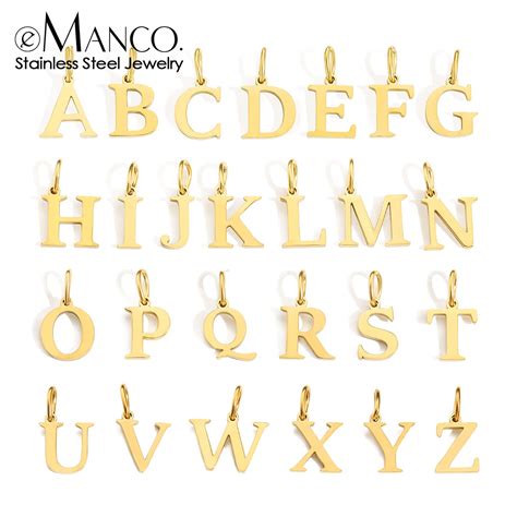 Emanco Initial Alphabet Pendant Stainless Steel Charms For Making