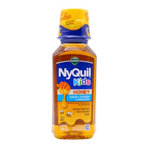 28748 Nyquil Honey Cold And Cough Congestion Kids 8 Fl Oz Box