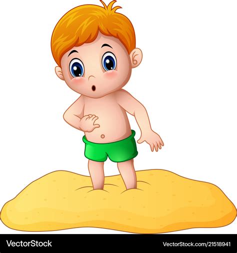 Cartoon little boy playing a sand Royalty Free Vector Image