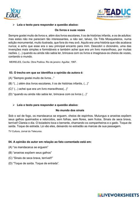 Questões Sobre Fato E Opinião Com Gabarito