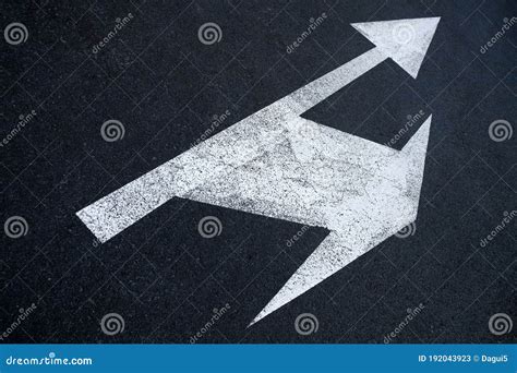 White Arrows on Black Road. Stock Image - Image of safety, management ...