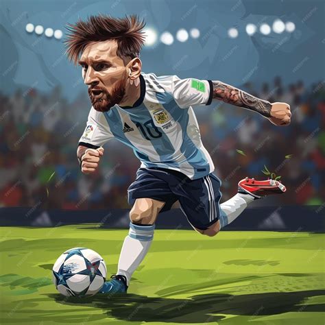 Jogo De Futebol De Messi - Lionel Messi está jogando futebol no campo. | imagem Premium gerada com IA