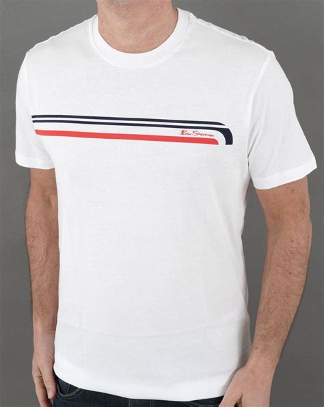 Ben Sherman Printed Chest Stripe T Shirt White S Casual Classics