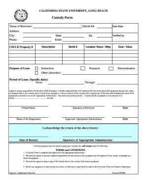 Fillable Online Daftest Csulb Custody Form California State