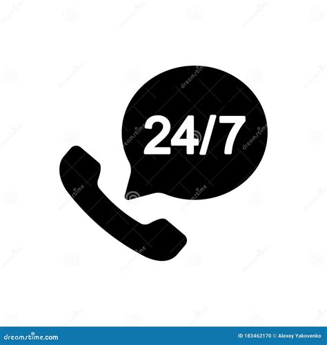 Call Center Support 24 7 Vector Icon In Black On Isolated White