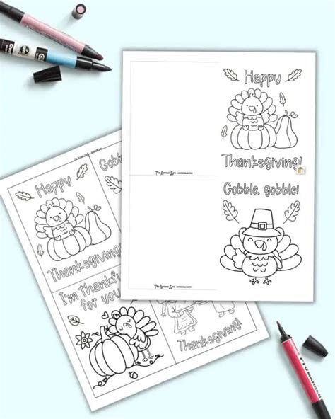 Thanksgiving Printable Cards to Color - The Artisan Life