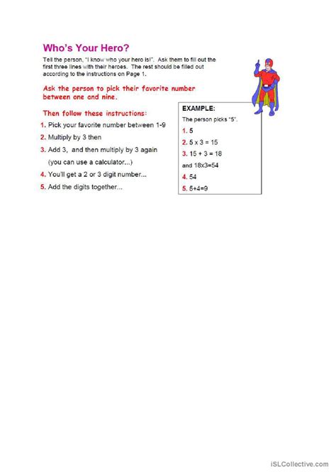 Who S Your Hero English ESL Worksheets Pdf Doc