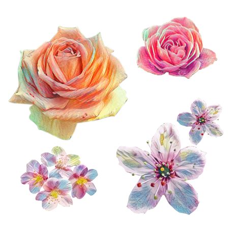 Hand Painted Flowers Hd Transparent Colorful Hand Painted Flowers Set