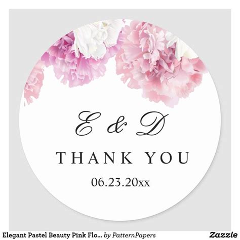 Elegant Pastel Beauty Pink Flowers Wedding Sticker Wedding Botanical