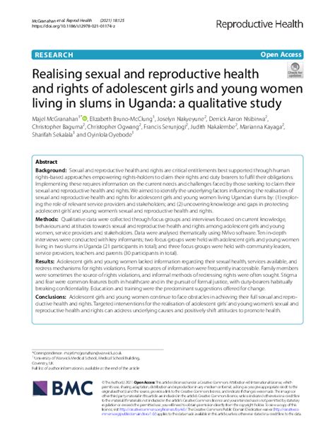 Pdf Realising Sexual And Reproductive Health And Rights Of Adolescent