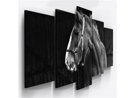 Conjunto 5 Quadros Decorativos Mosaico Caixa Alta Cavalo Equino Campo