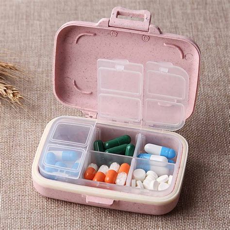 Pill storage box Blue 6 Compartments Pilulier étanche à l humidité