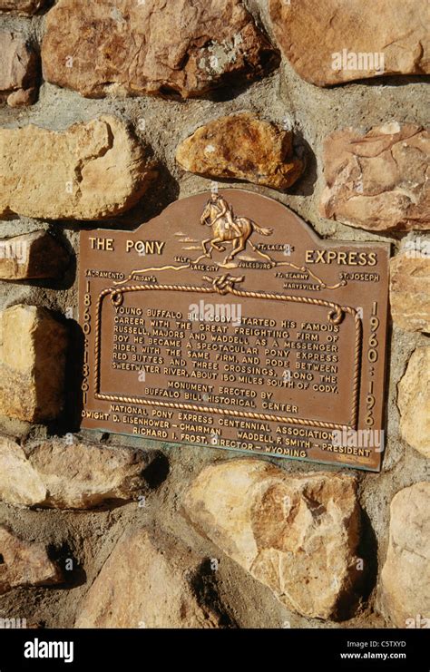 Pony Express Plaque The Buffalo Bill Historical Center Cody Wy Stock