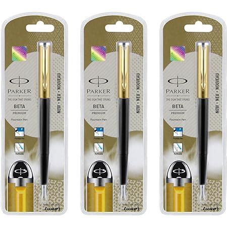 Parker Beta 9000023189 Premium Fountain Pen Gold Trim Gold Combo Of 3