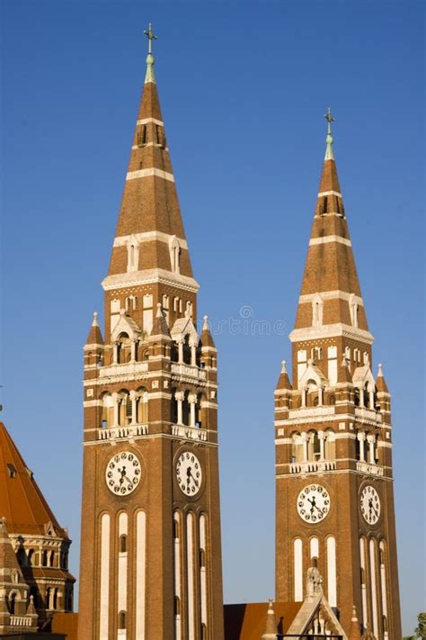 Towers of Szeged Dom Cathedral Stock Image - Image of europe, temple ...