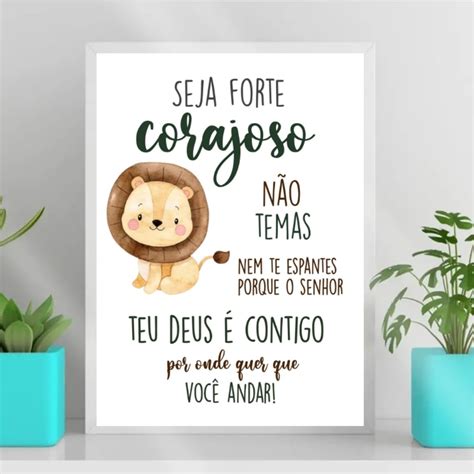 Quadro Infantil Tema Safari Seja Forte E Corajoso Elo