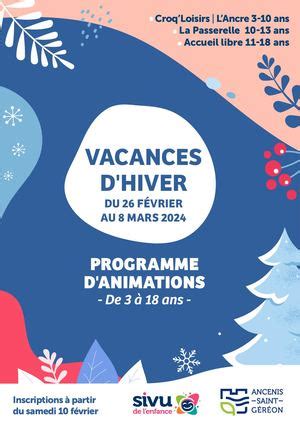 Calam O Programme Des Vacances D Hiver